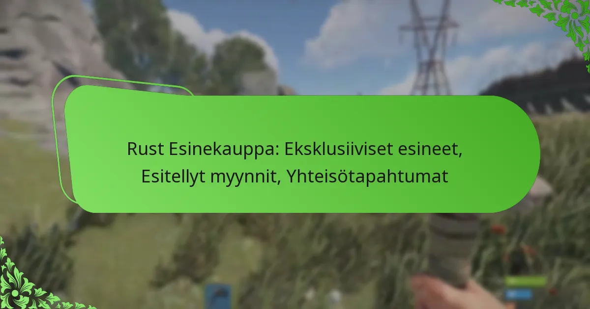 Rust Esinekauppa: Eksklusiiviset esineet, Esitellyt myynnit, Yhteisötapahtumat
