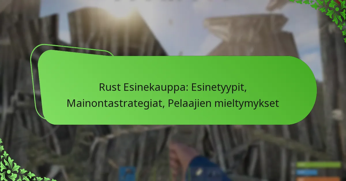 Rust Esinekauppa: Esinetyypit, Mainontastrategiat, Pelaajien mieltymykset