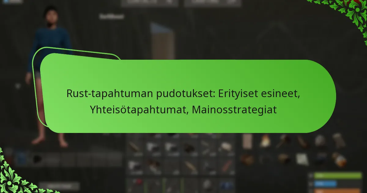 Rust-tapahtuman pudotukset: Erityiset esineet, Yhteisötapahtumat, Mainosstrategiat