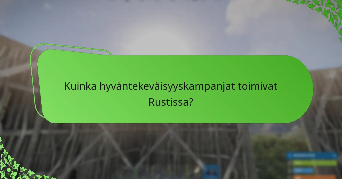 Kuinka hyväntekeväisyyskampanjat toimivat Rustissa?