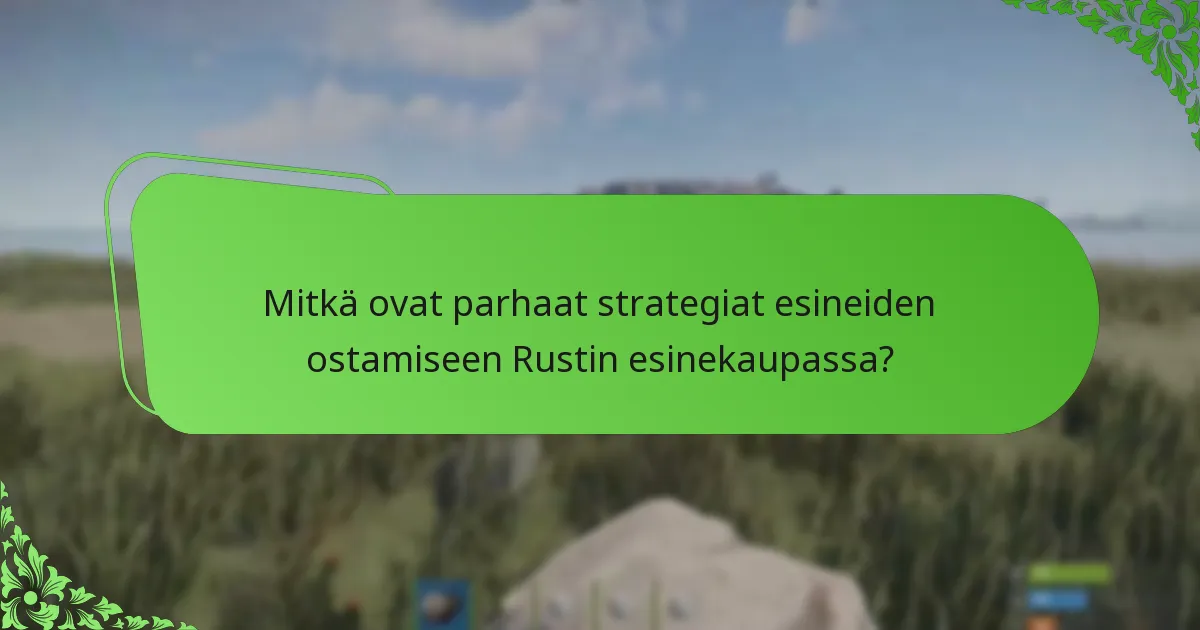 Mitkä ovat parhaat strategiat esineiden ostamiseen Rustin esinekaupassa?